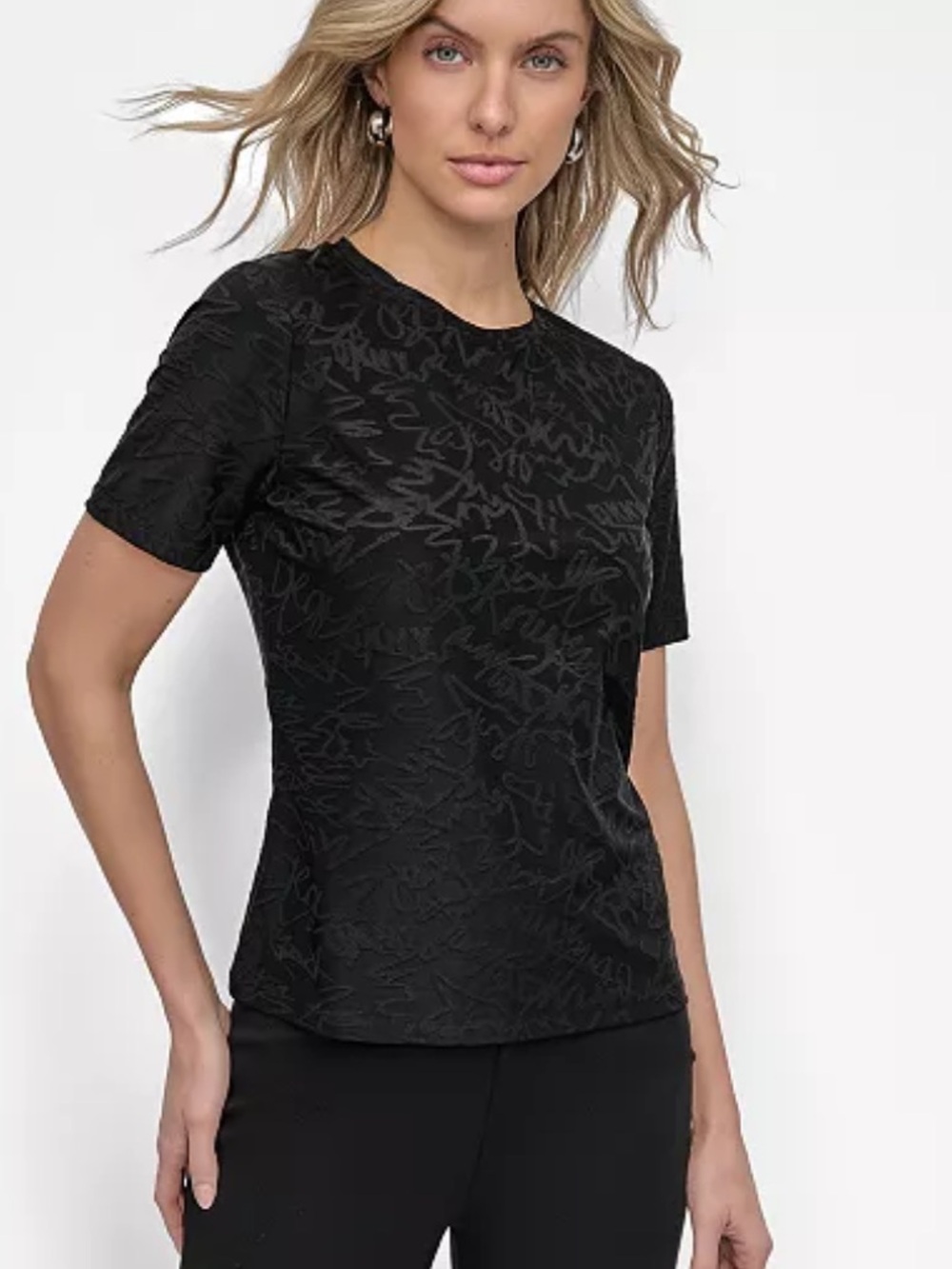 Eternal Black Floral Jacquard Short Sleeve Tee